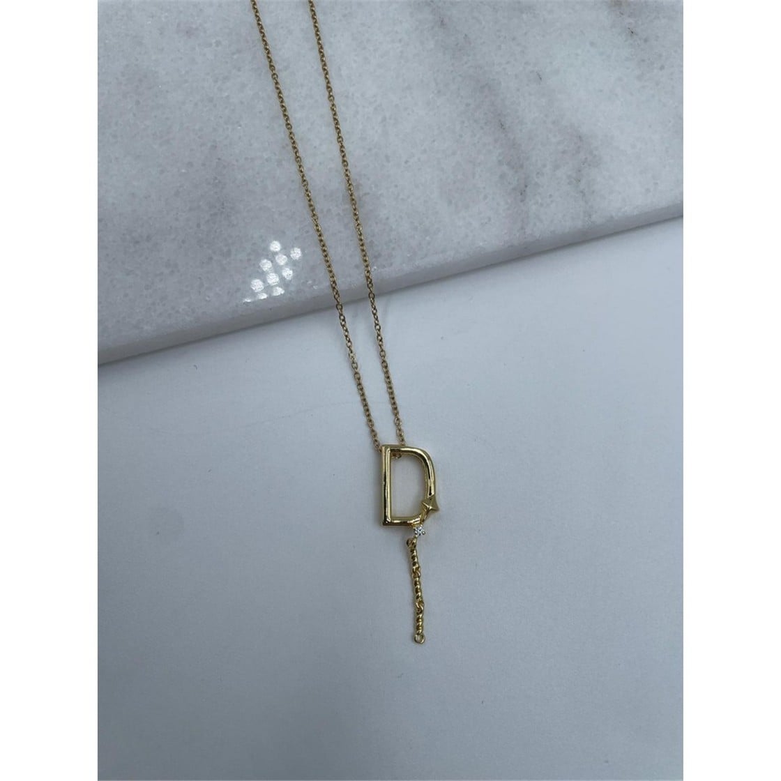 Harfli Çelik Kolye Gold