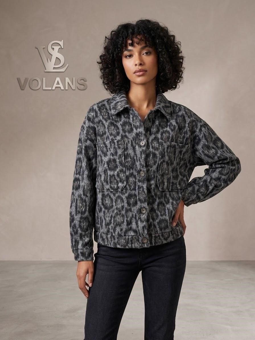 Ruby 6889 Kaşe Leopar Ceket