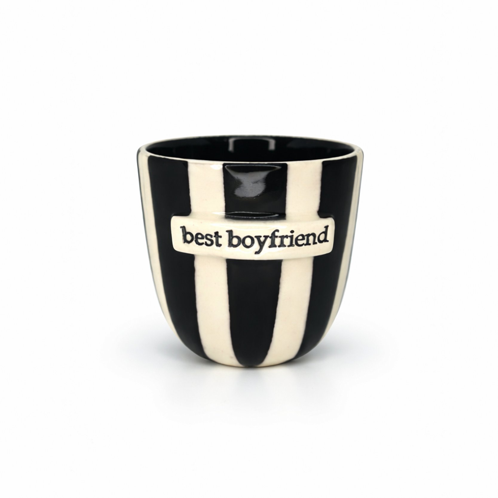 Best Boyfriend Çizgili Bardak (Siyah)