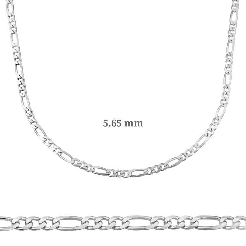 5.65 mm Gümüş Figaro Zincir - 160 mikron