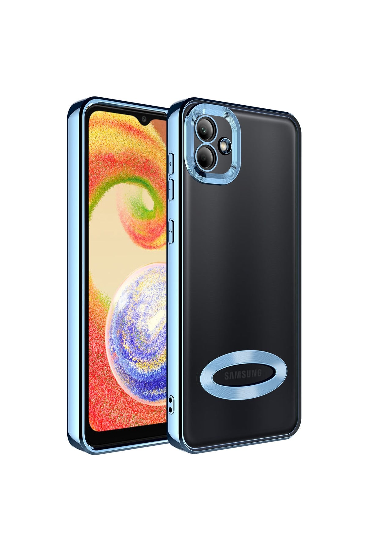 Galaxy A04 Kılıf Kamera Korumalı Logo Gösteren NVTH Omega Kapak - Sierra Mavi