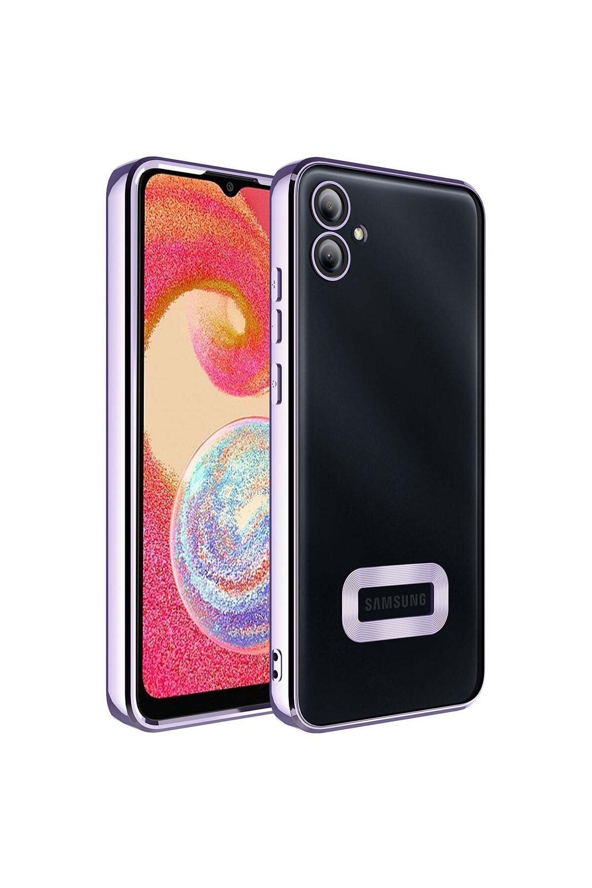 Galaxy A04E Kılıf Kamera Korumalı Logo Gösteren NVTH Omega Kapak - Derin Mor