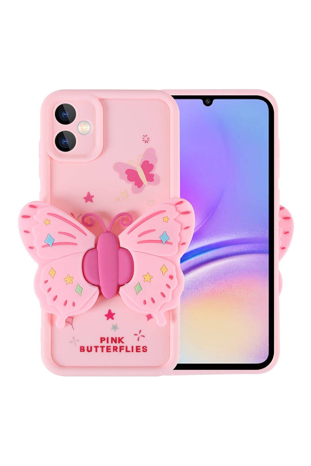 Galaxy A05 Kılıf Kamera Korumalı Figür Tasarımlı NVTH Kapya Kapak-Pembe Açık