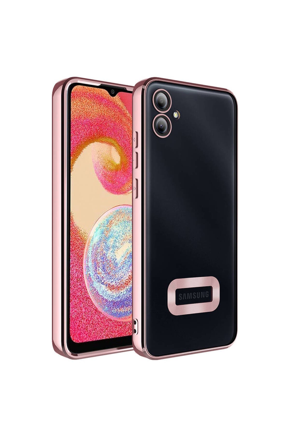 Galaxy A05 Kılıf Kamera Korumalı Logo Gösteren NVTH Omega Kapak - Rose Gold