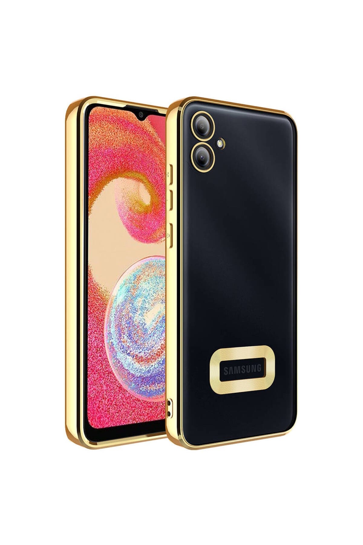 Galaxy A05 Kılıf Kamera Korumalı Logo Gösteren NVTH Omega Kapak - Gold