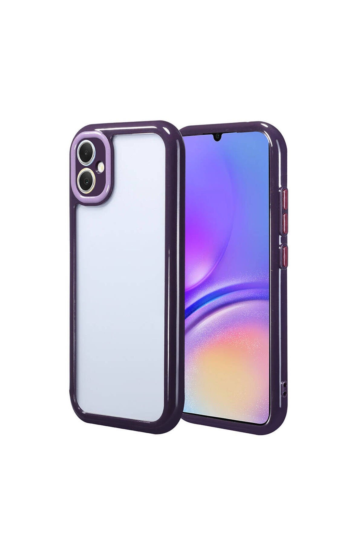 Galaxy A05 Kılıf Kamera Korumalı Renkli Kenar ve Çerçeve Tasarımlı NVTH Vitamin Kapak-Derin Mor