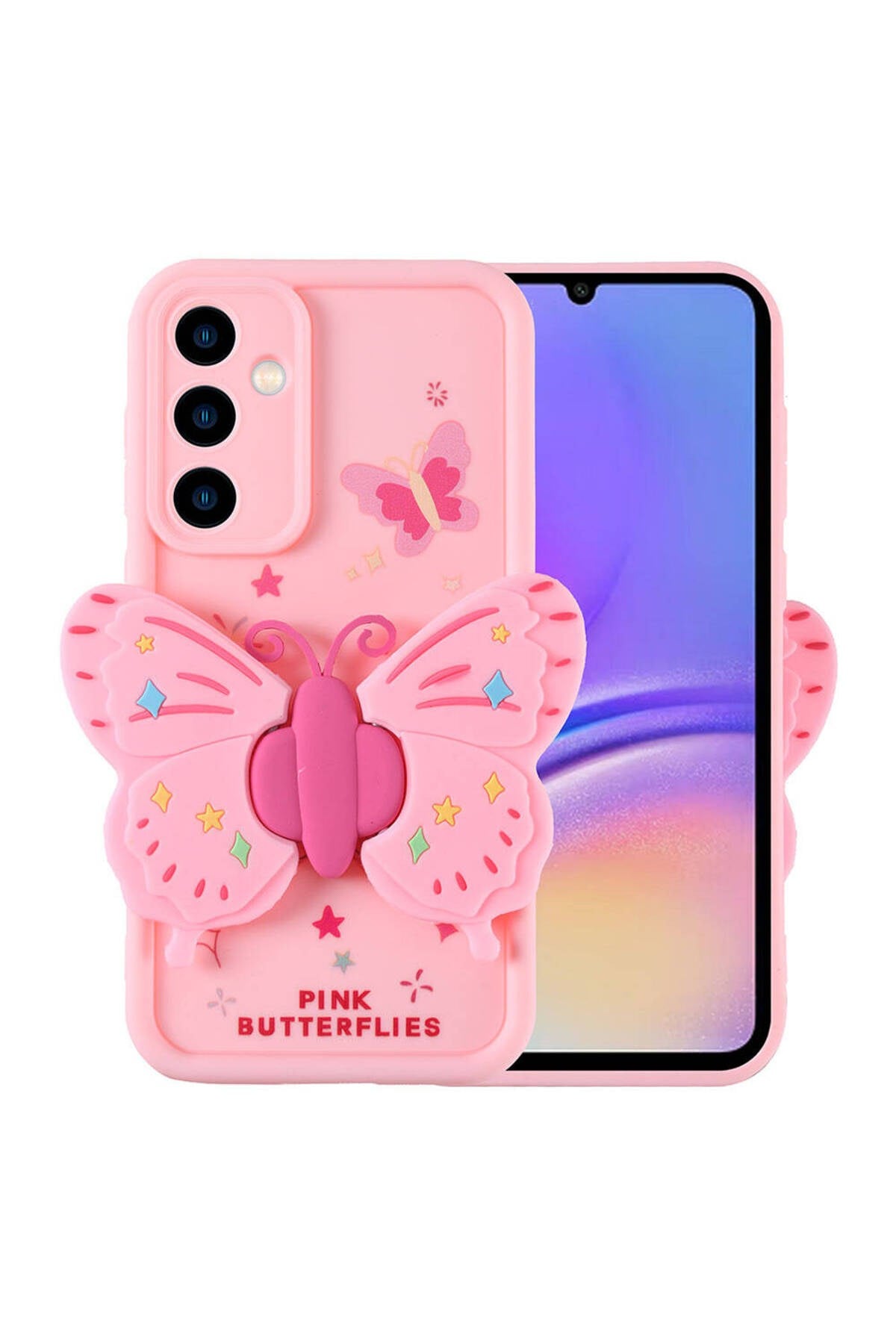 Galaxy A05S Kılıf Kamera Korumalı Figür Tasarımlı NVTH Kapya Kapak-Pembe Açık
