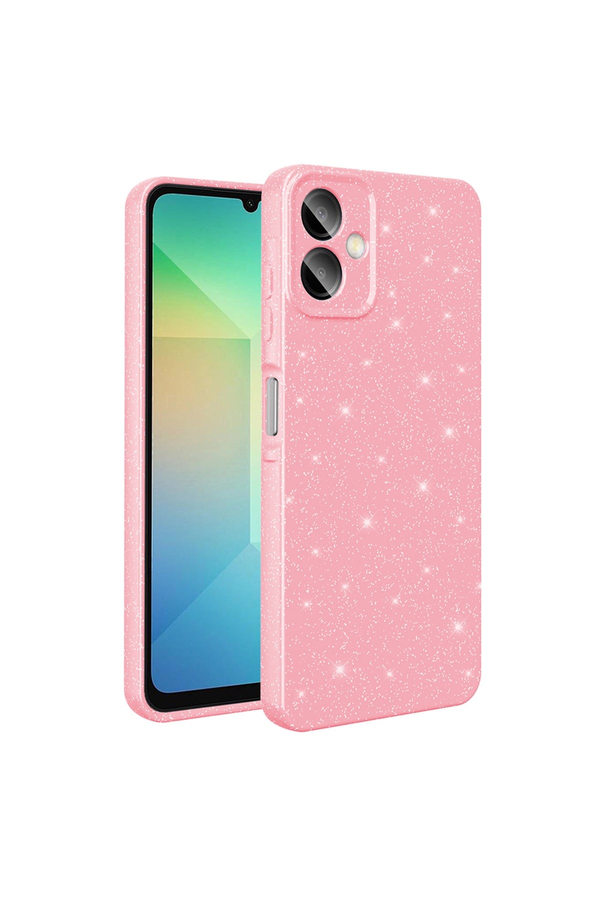 Galaxy A06 Kılıf Kamera Korumalı Simli Lüks NVTH Koton Kapak - Açık Pembe