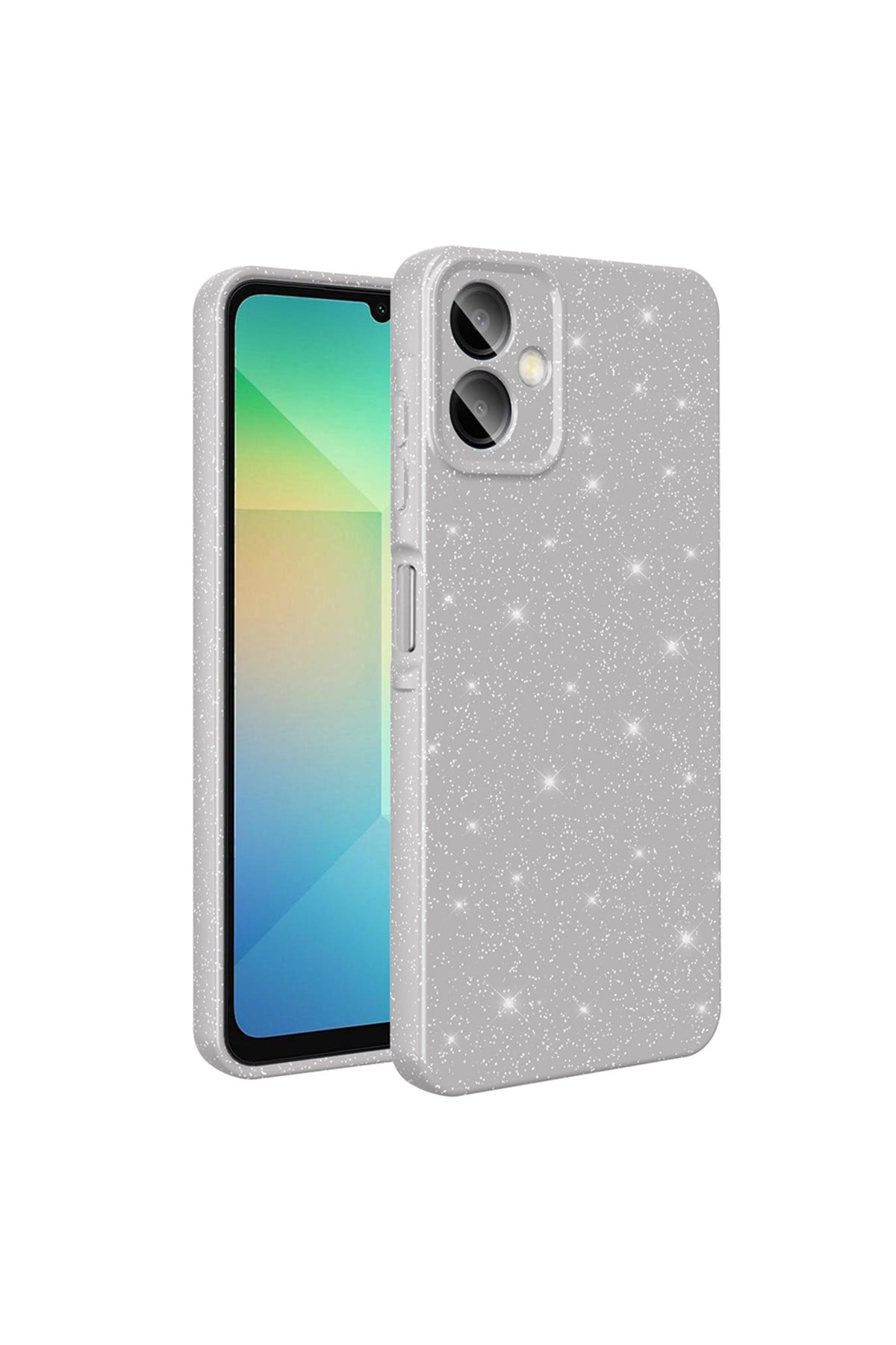 Galaxy A06 Kılıf Kamera Korumalı Simli Lüks NVTH Koton Kapak - Gümüş