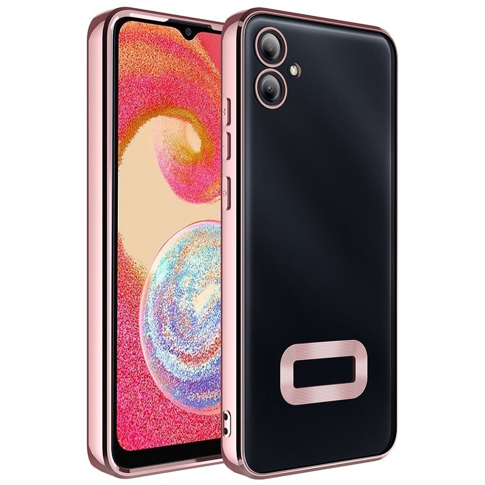 Galaxy A07 Kılıf Kamera Korumalı Logo Gösteren NVTH Omega Kapak - Rose Gold