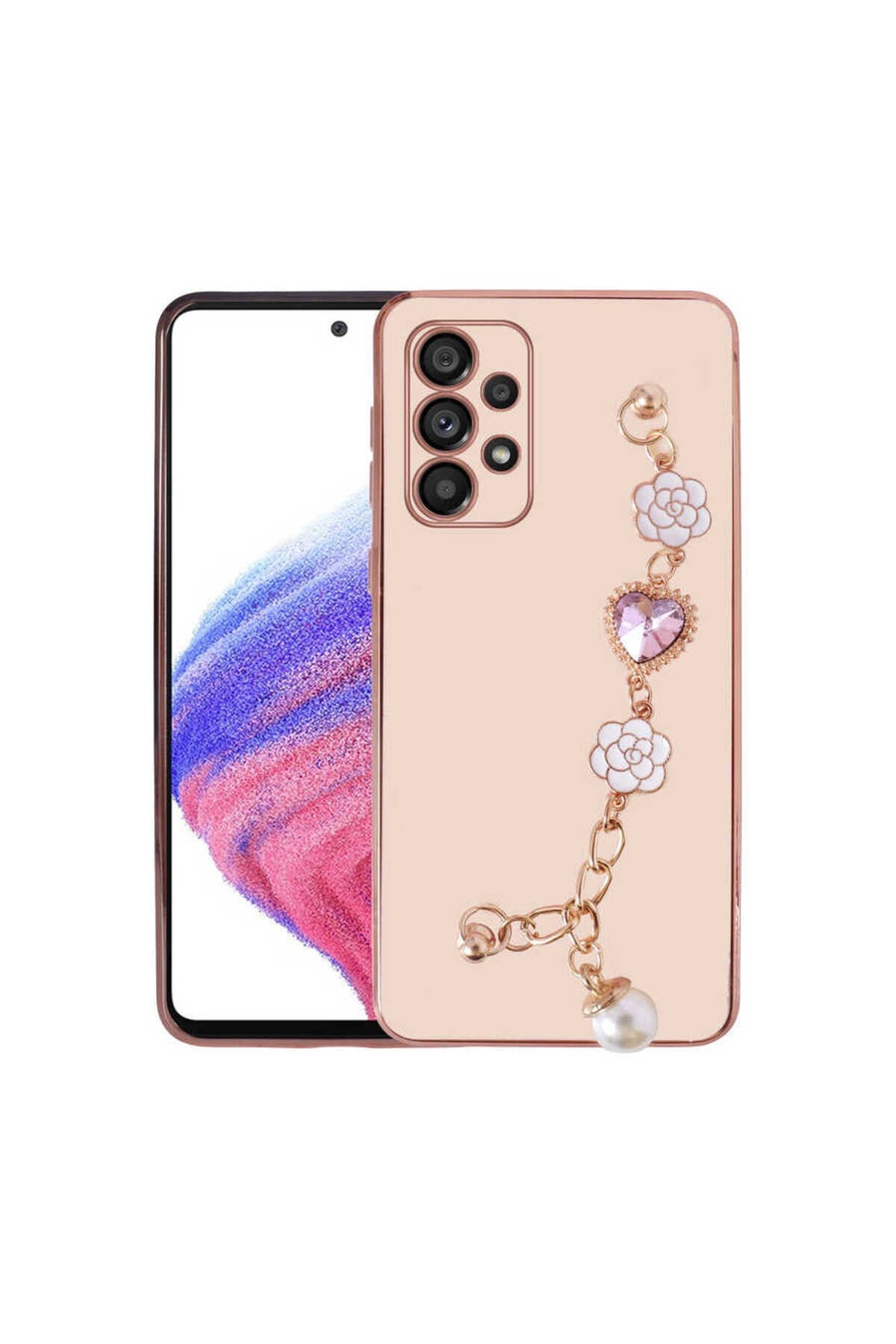 Galaxy A13 4G Kılıf El Tutamaçlı Kamera Korumalı NVTH Taka Silikon Kapak - Pembe