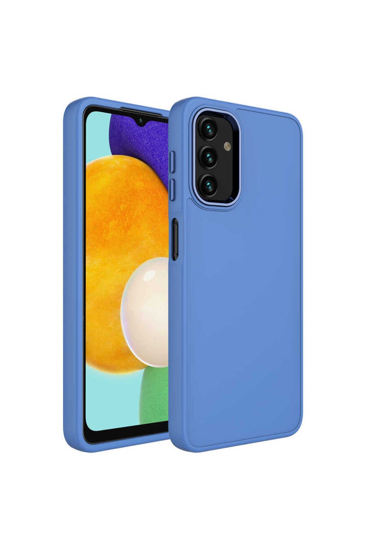 Galaxy A13 4G Kılıf Metal Çerçeve ve Buton Tasarımlı Silikon NVTH Luna Kapak - Lavendery Gray