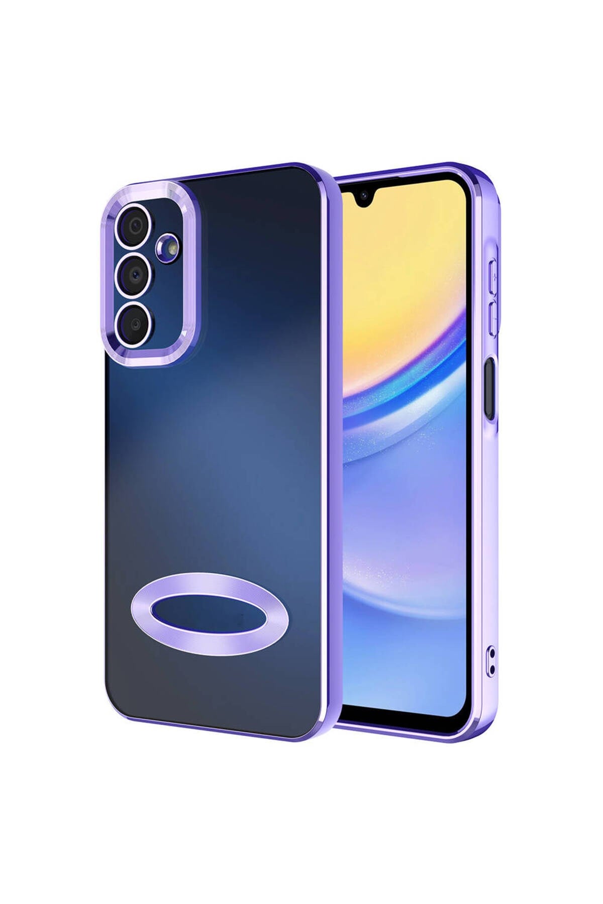 Galaxy A15 Kılıf Kamera Korumalı Logo Gösteren NVTH Omega Kapak - Lila