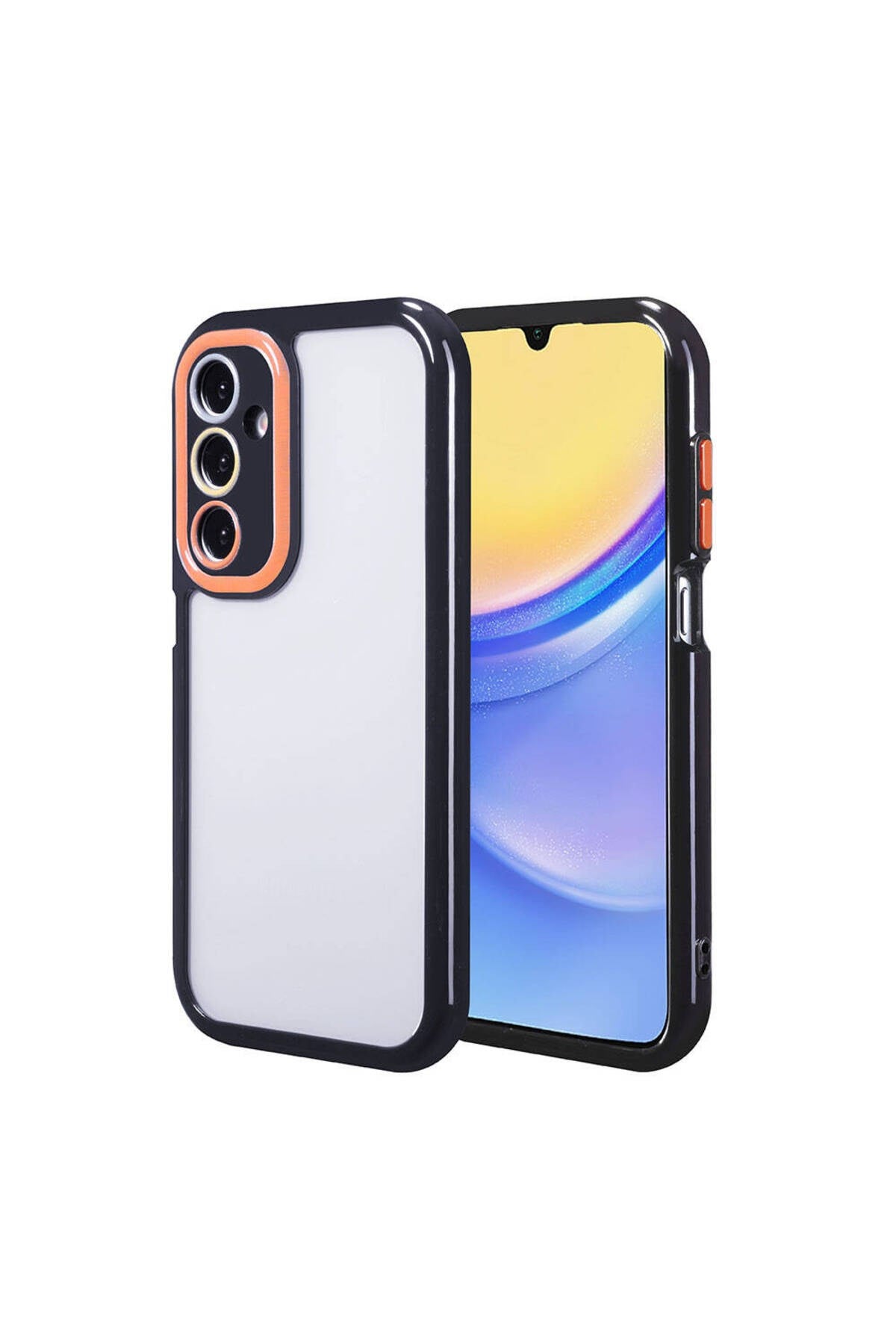 Galaxy A15 Kılıf Kamera Korumalı Renkli Kenar ve Çerçeve Tasarımlı NVTH Vitamin Kapak-Siyah