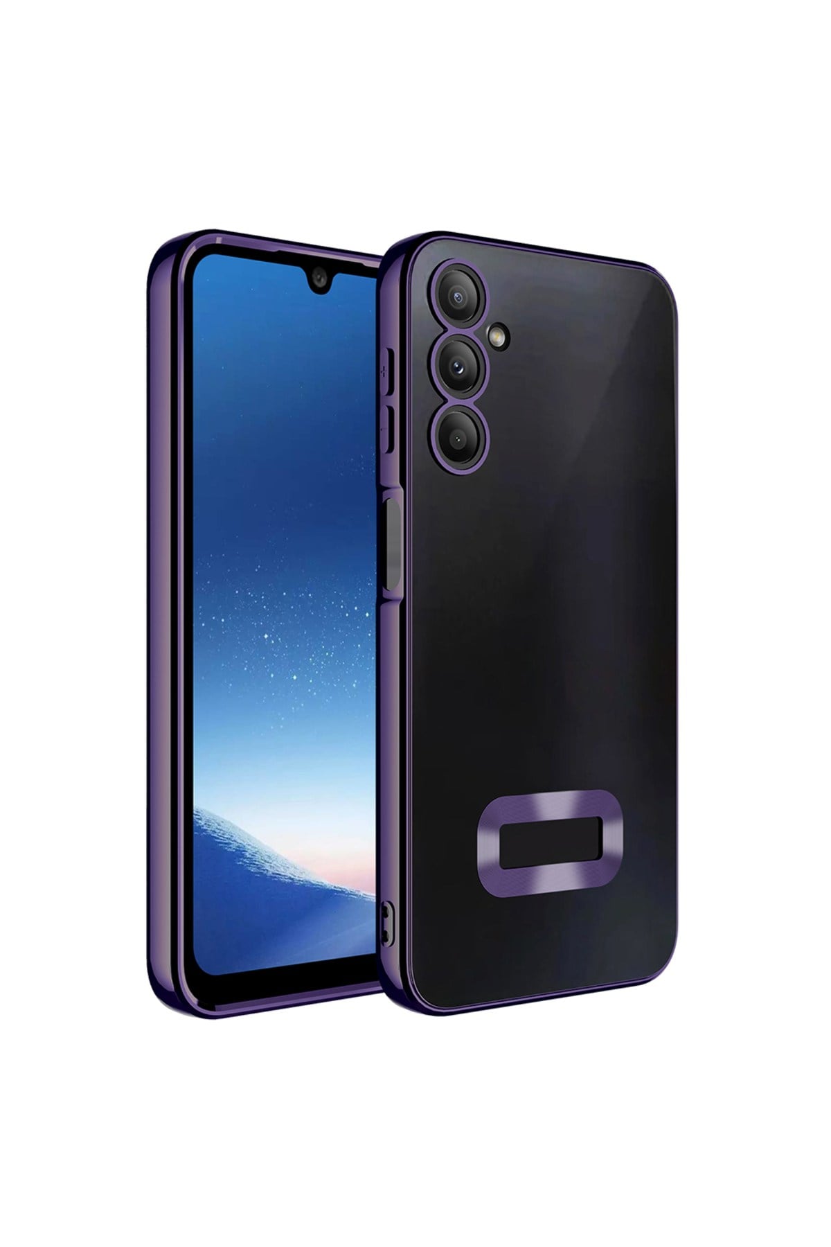Galaxy A16 Kılıf Kamera Korumalı Logo Gösteren NVTH Omega Kapak - Derin Mor