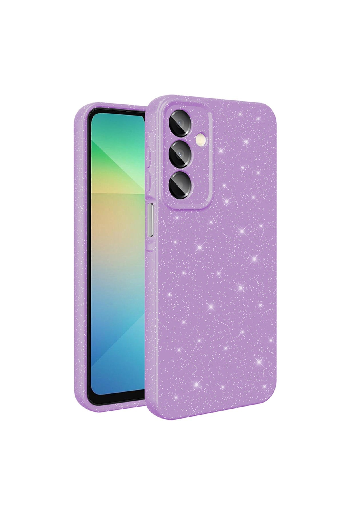 Galaxy A16 Kılıf Kamera Korumalı Simli Lüks NVTH Koton Kapak - Lila