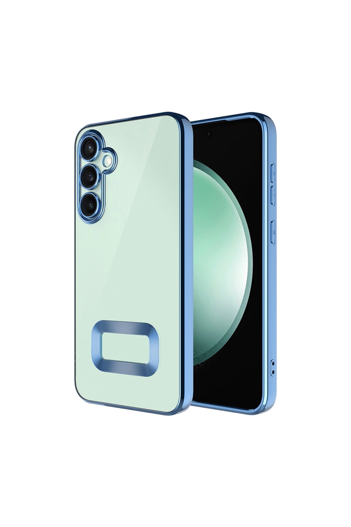 Galaxy A16 Uyumlu Kılıf Kamera Korumalı Logo Gösteren NVTH Omega Kapak-Mavi