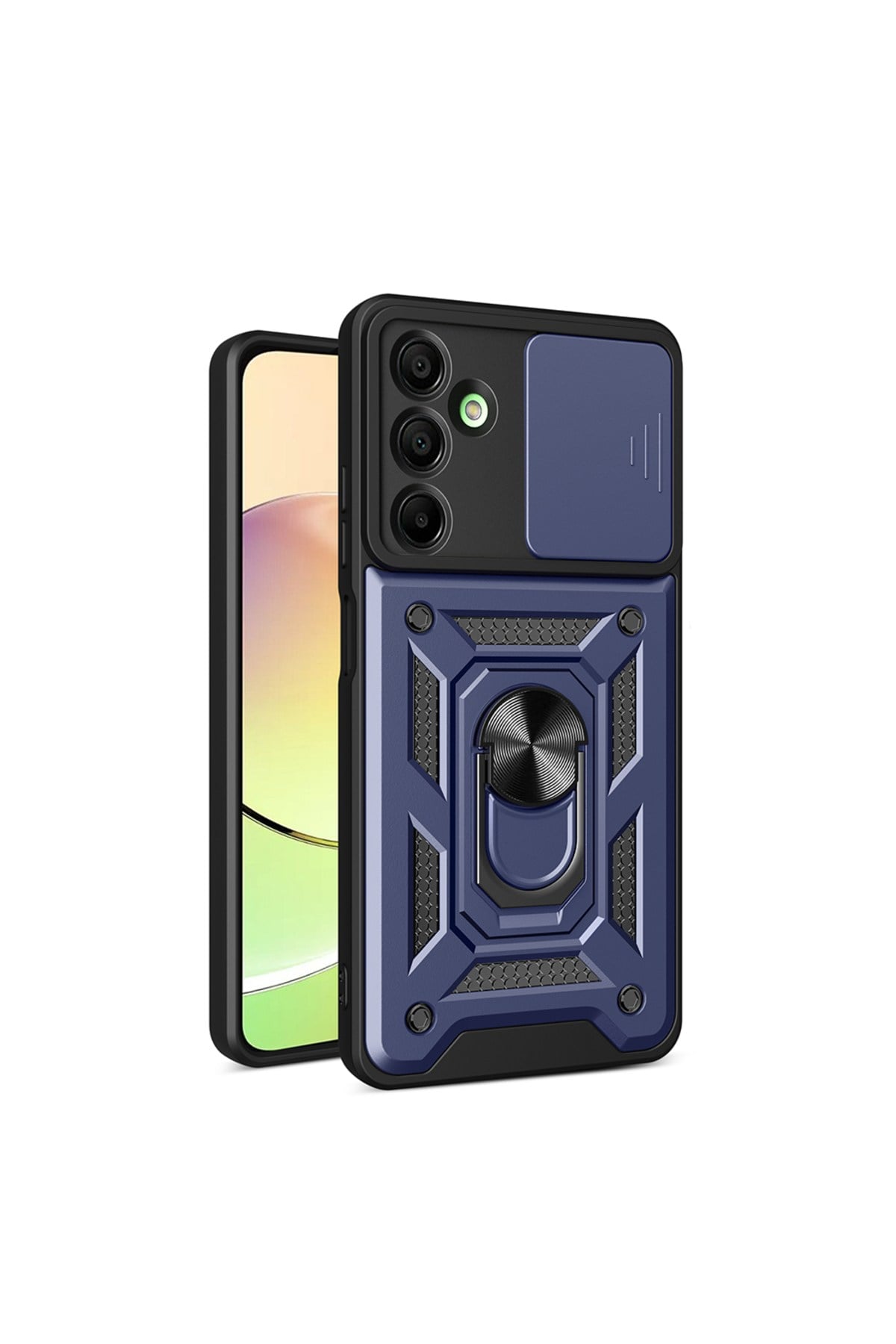 Galaxy A16 Uyumlu Magnetik Standlı Kamera Korumalı NVTH Sürgülü Vega Kapak-Mavi