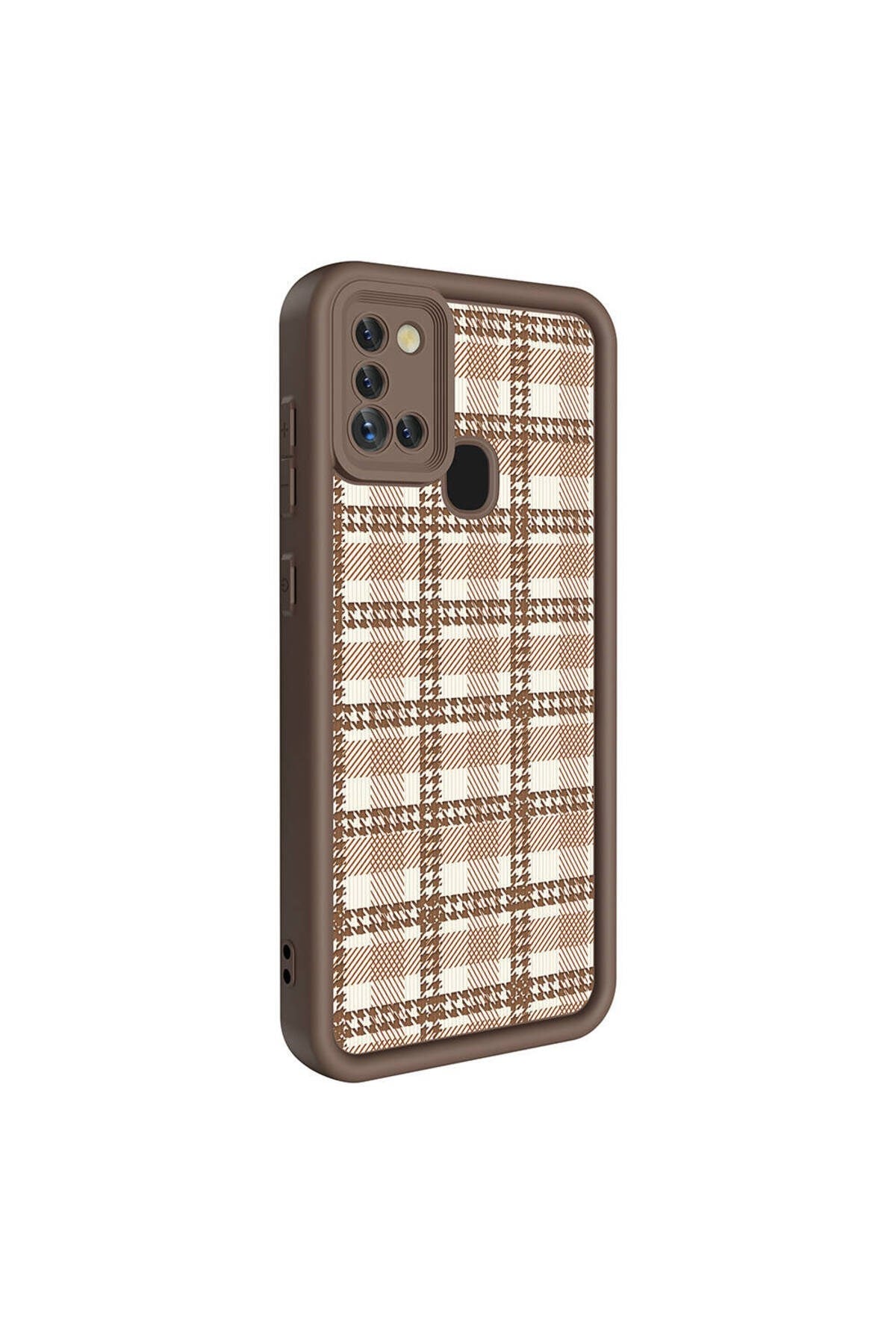 Galaxy A21S Kılıf Kamera Korumalı Baskılı Arka Yüzey NVTH Klas Kapak - Açık Kahve