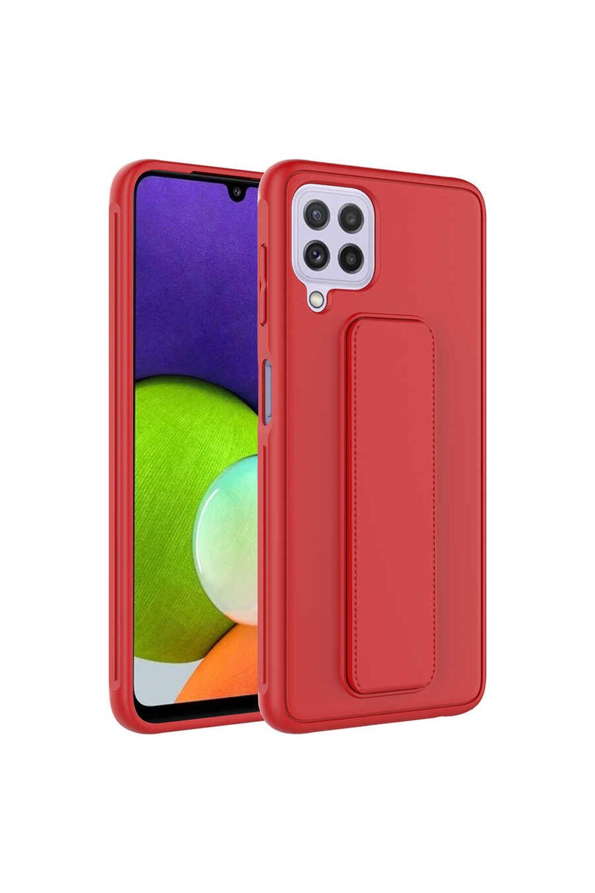 Galaxy A22 4G Kılıf NVTH Qstand Kapak - Kırmızı