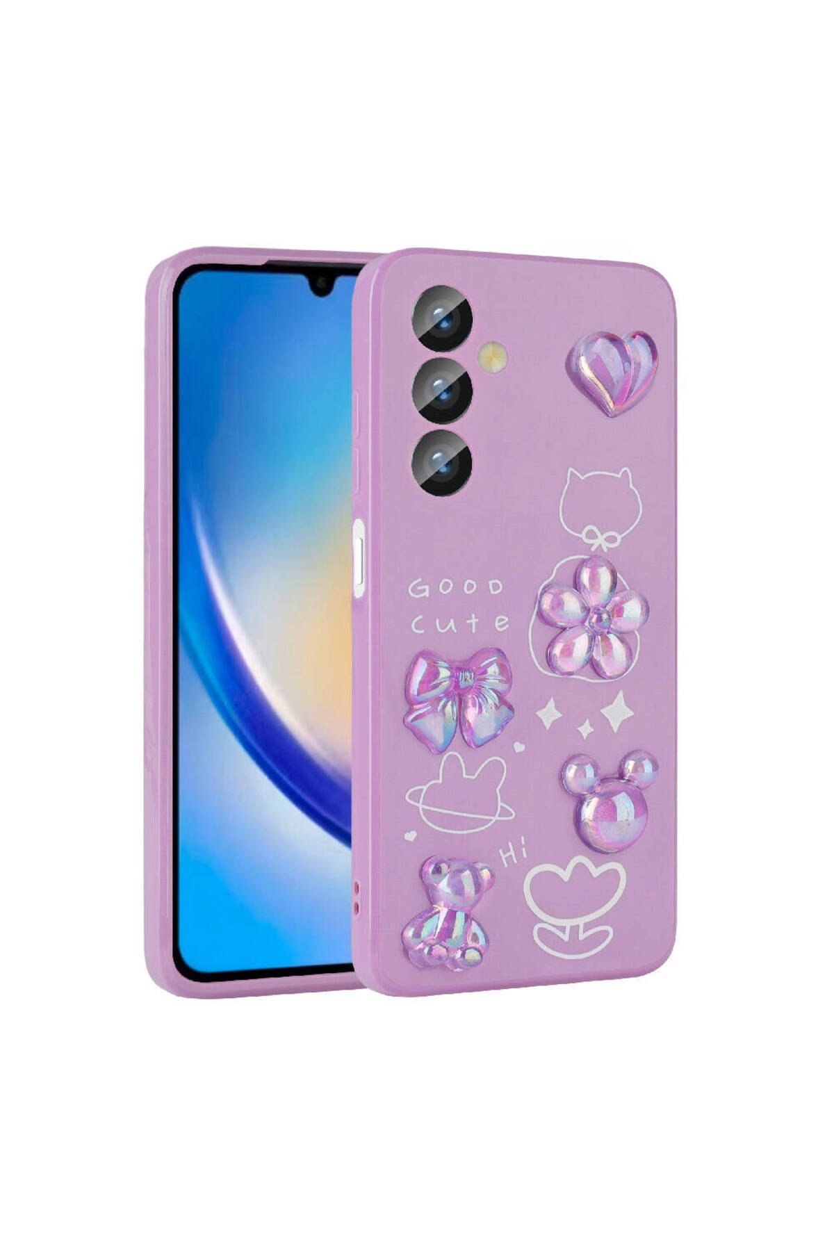 Galaxy A23 4G Kılıf Kabartma Figürlü Parlak NVTH Toys Silikon Kapak - Mor