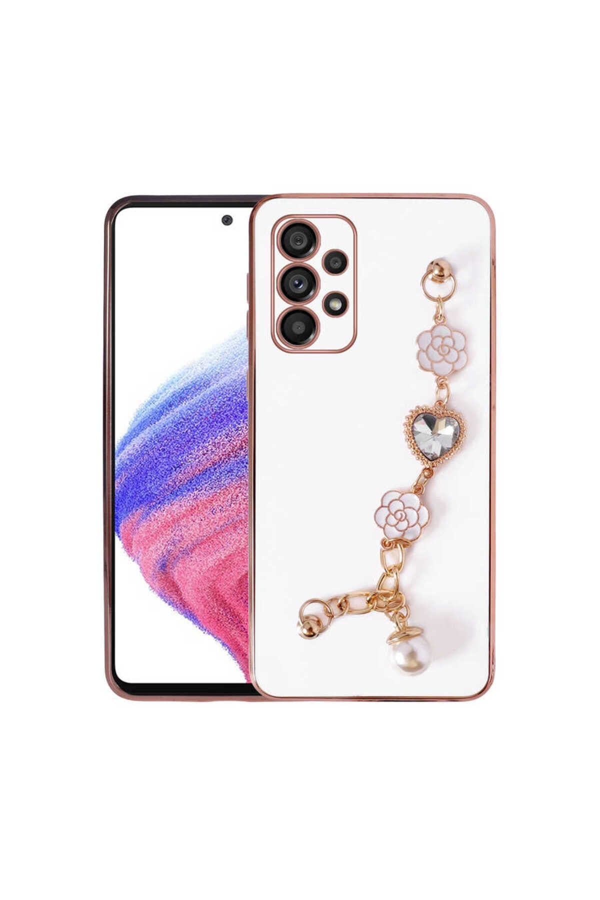 Galaxy A23 Kılıf El Tutamaçlı Kamera Korumalı NVTH Taka Silikon Kapak - Beyaz