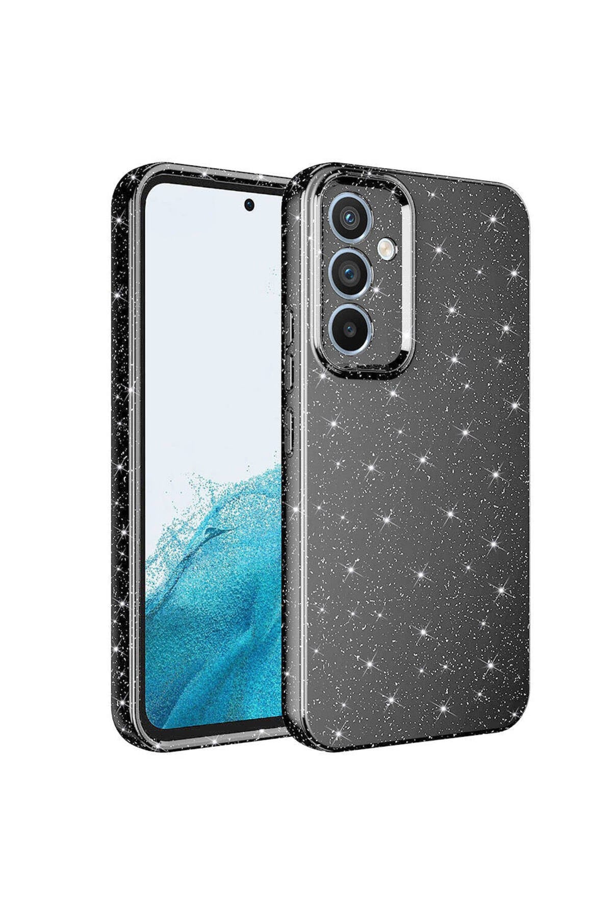 Galaxy A24 Kılıf Kamera Korumalı Simli Lüks NVTH Koton Kapak - Gri