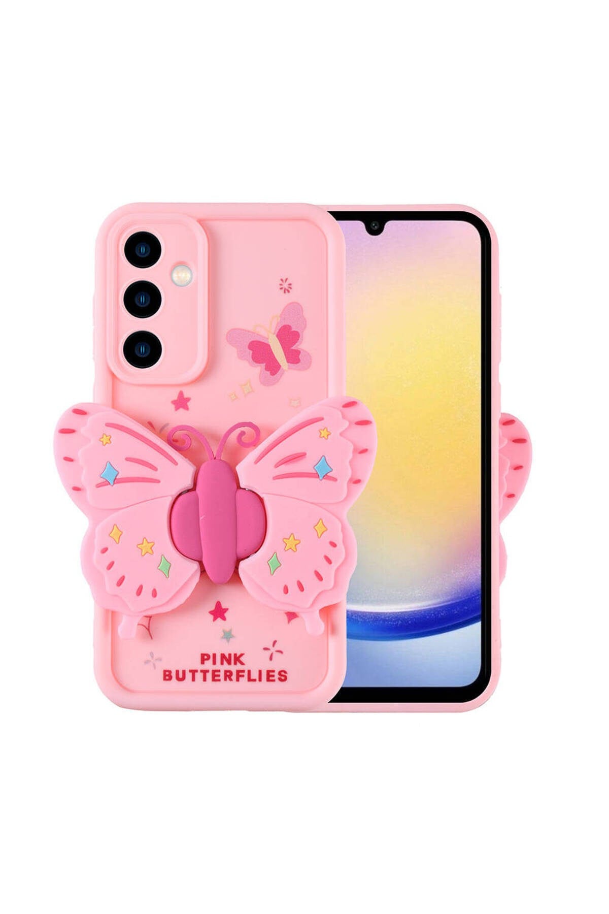 Galaxy A25 Kılıf Kamera Korumalı Figür Tasarımlı NVTH Kapya Kapak-Pembe Açık