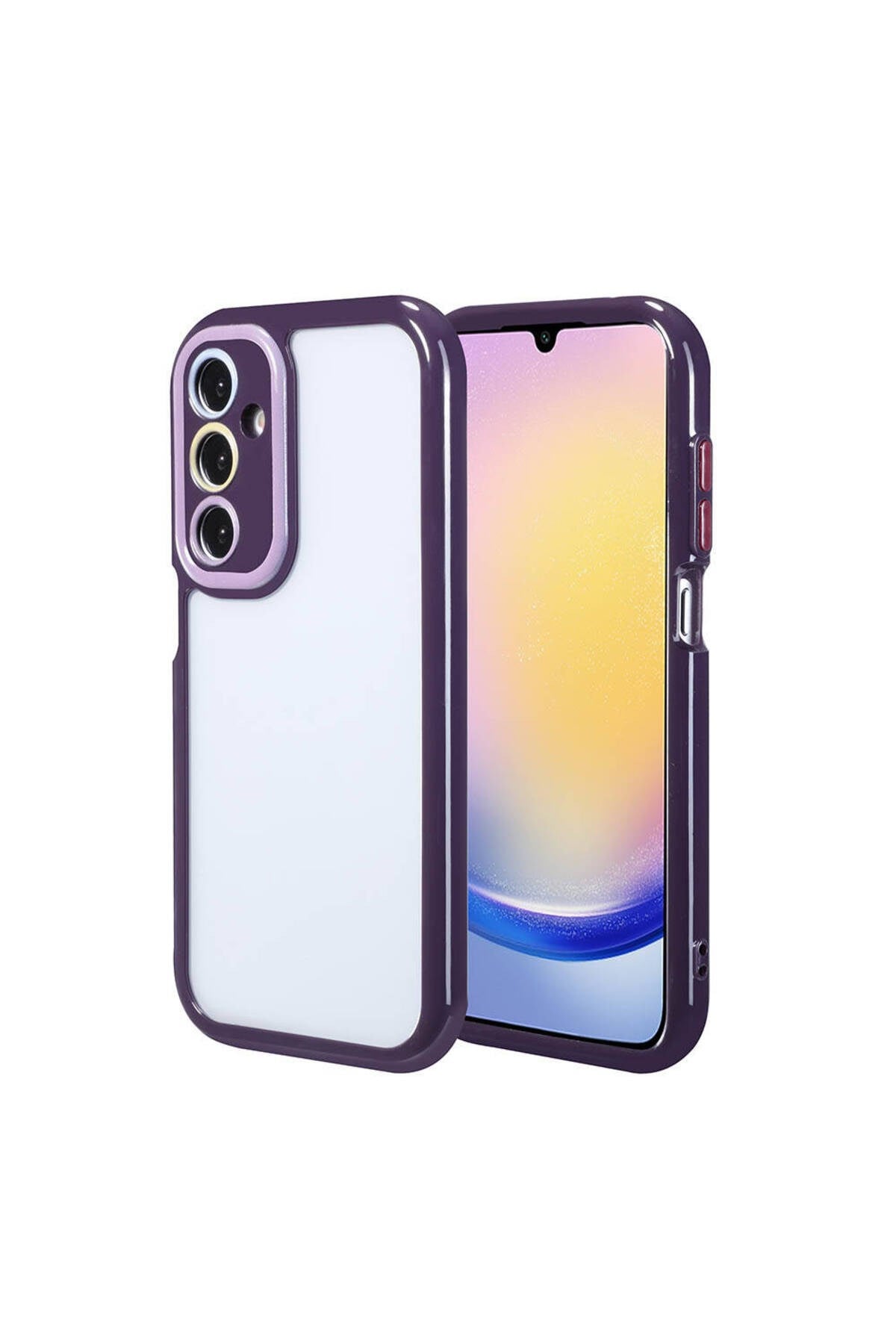 Galaxy A25 Kılıf Kamera Korumalı Renkli Kenar ve Çerçeve Tasarımlı NVTH Vitamin Kapak-Derin Mor