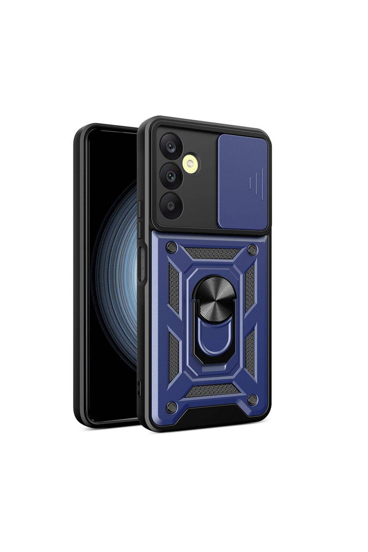 Galaxy A25 Kılıf Magnetik Standlı Kamera Korumalı NVTH Sürgülü Vega Kapak - Mavi