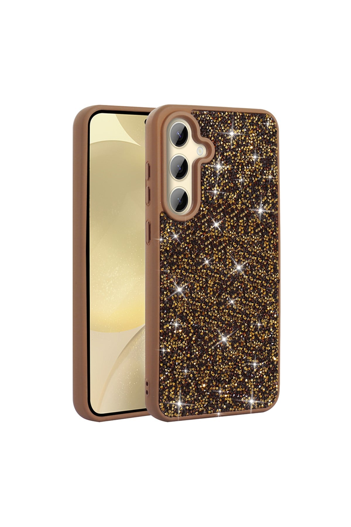 Galaxy A25 Kılıf Parlak Taşlı Tasarım NVTH Pırlanta Kapak - Gold
