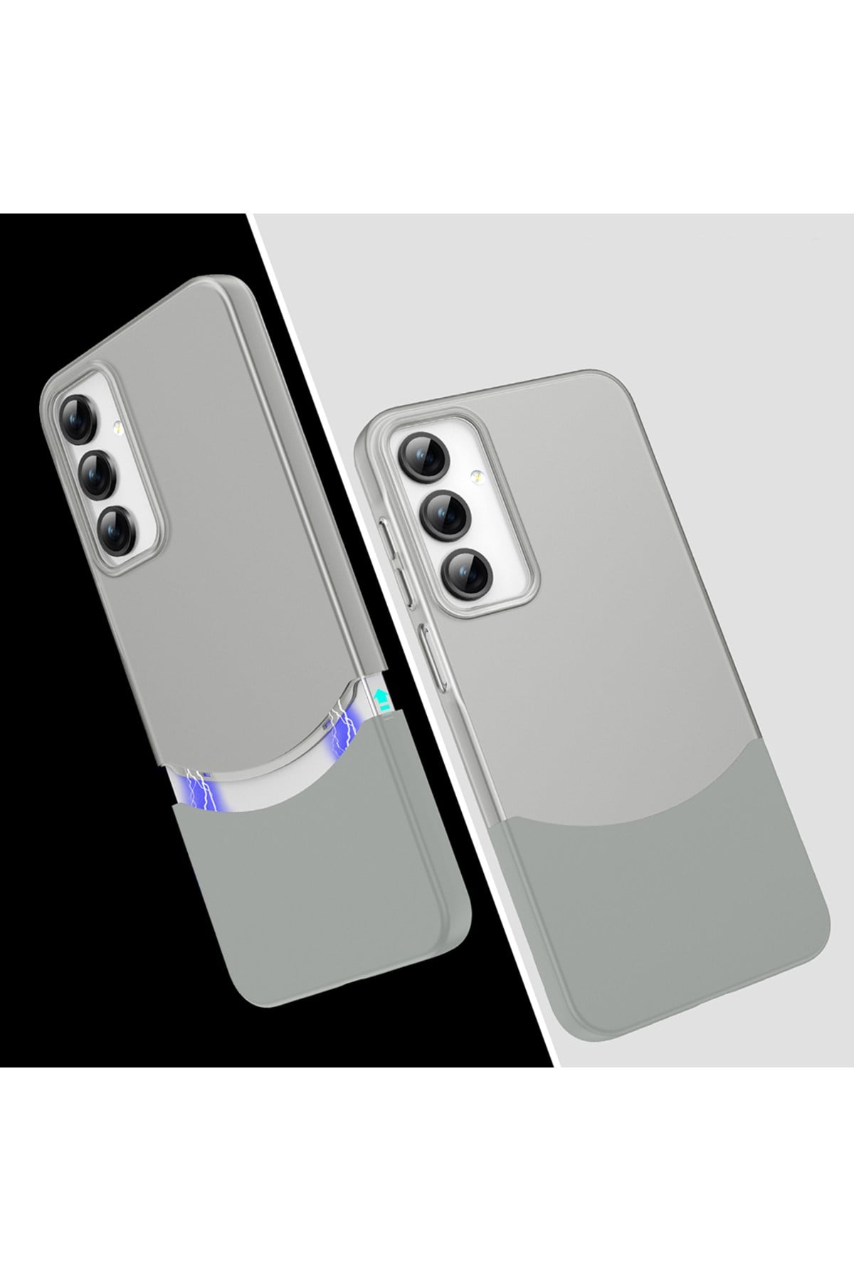 Galaxy A26 Kılıf Mıknatıslı NVTH Duble Kapak - Gri