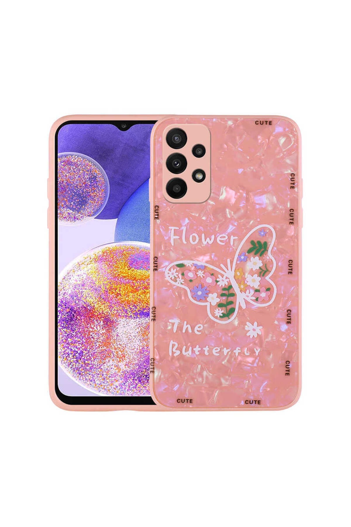 Galaxy A33 5G Kılıf Desenli Sert Silikon NVTH Mumila Kapak - Pink Flower
