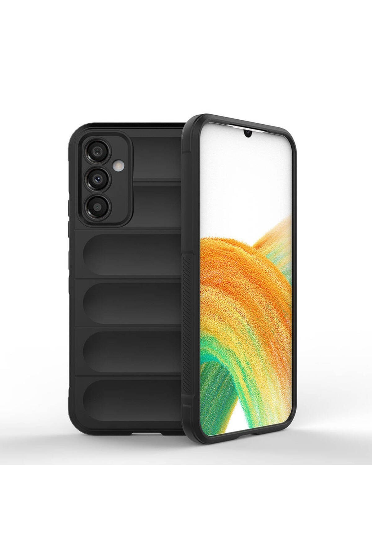 Galaxy A34 Kılıf Esnek TPU Oyuklu Arka Yüzey Tasarımlı NVTH Etnik Silikon Kapak - Siyah