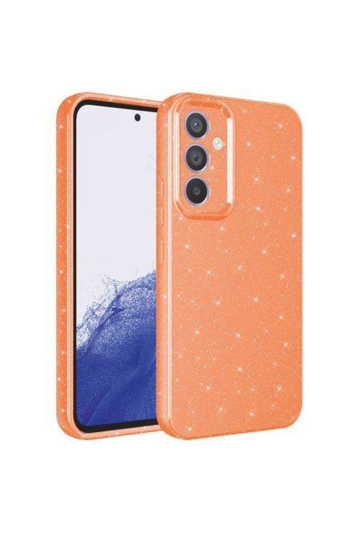 Galaxy A34 Kılıf Kamera Korumalı Simli Lüks NVTH Koton Kapak - Turuncu
