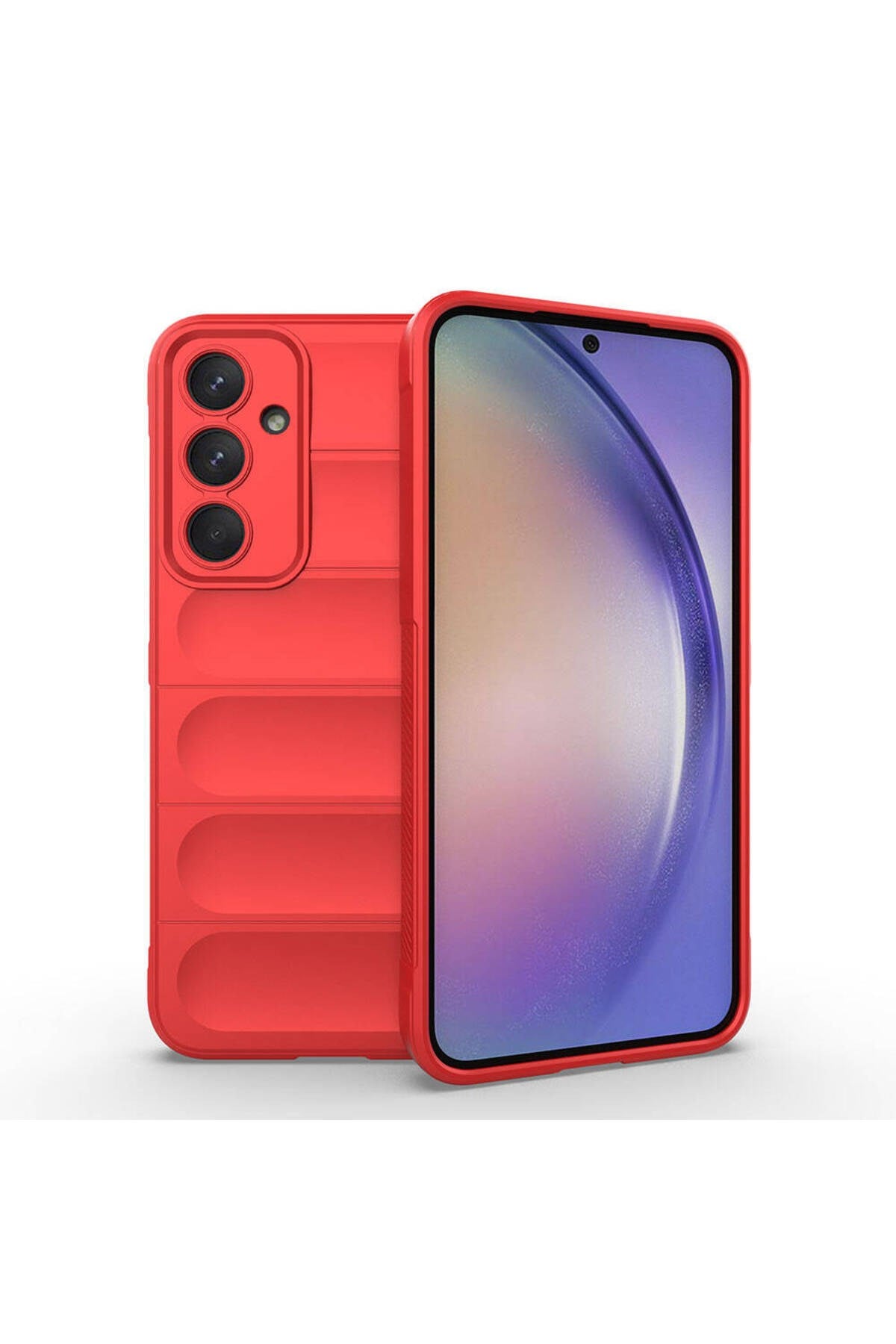 Galaxy A35 Kılıf Esnek TPU Oyuklu Arka Yüzey Tasarımlı NVTH Etnik Silikon Kapak - Kırmızı