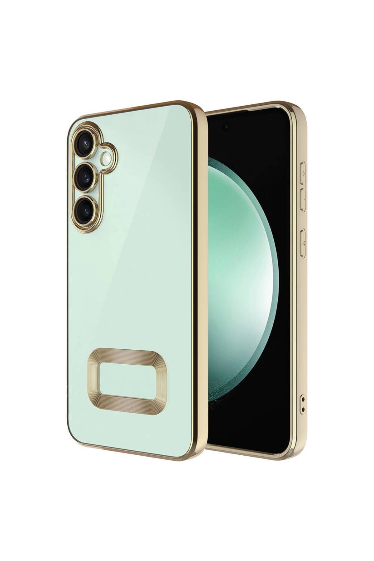Galaxy A35 Kılıf Kamera Korumalı Logo Gösteren NVTH Omega Kapak - Gold