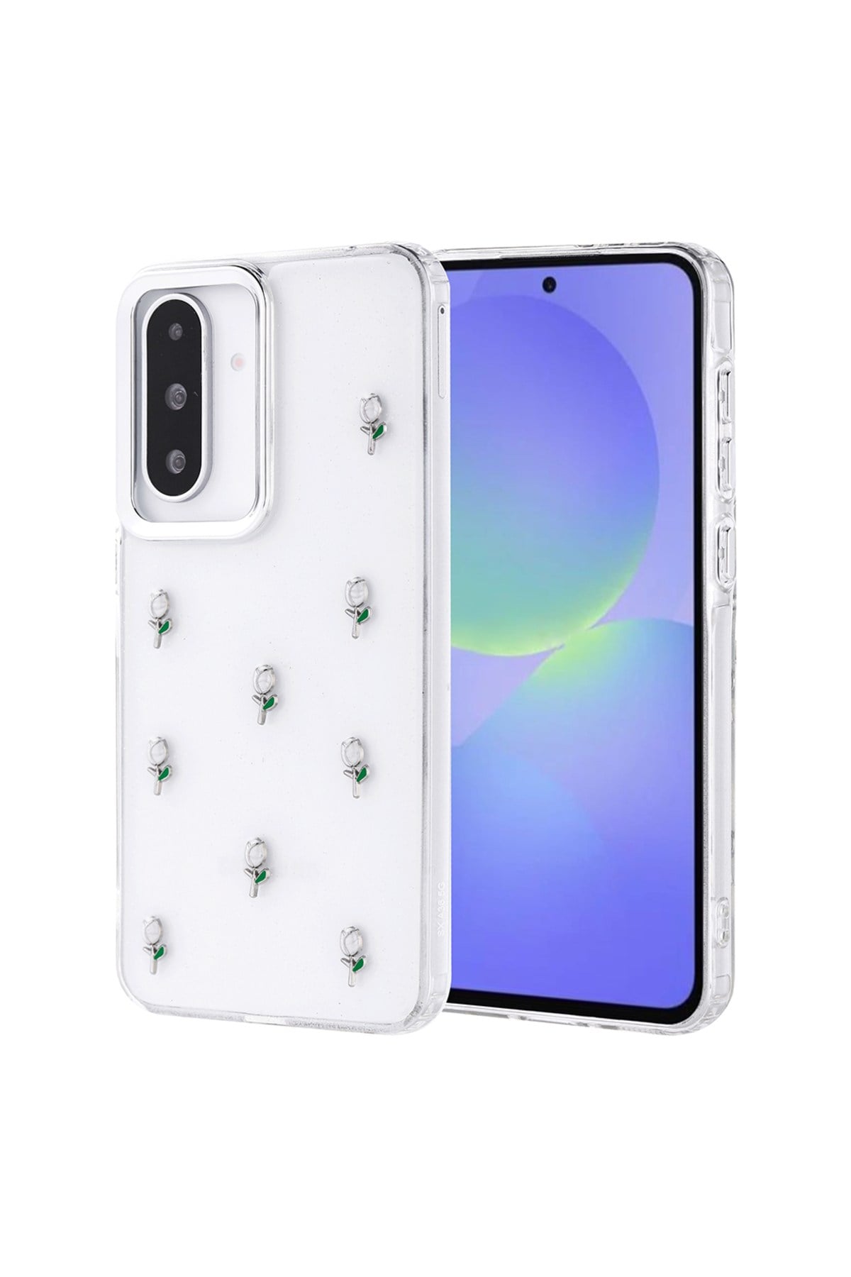 Galaxy A36 Kılıf Airbag Tasarımlı Simli Şeffaf NVTH Kutup Kapak - Lale