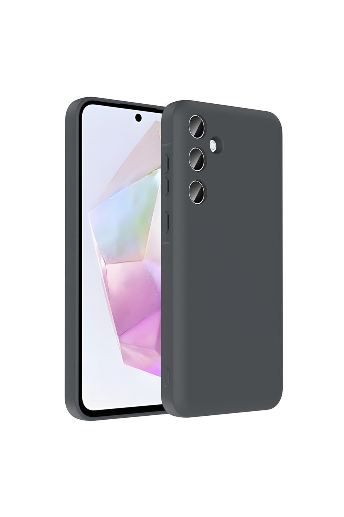 Galaxy A36 Kılıf Kamera Korumalı Kartlık Hazneli NVTH Vitra Kapak - Gri