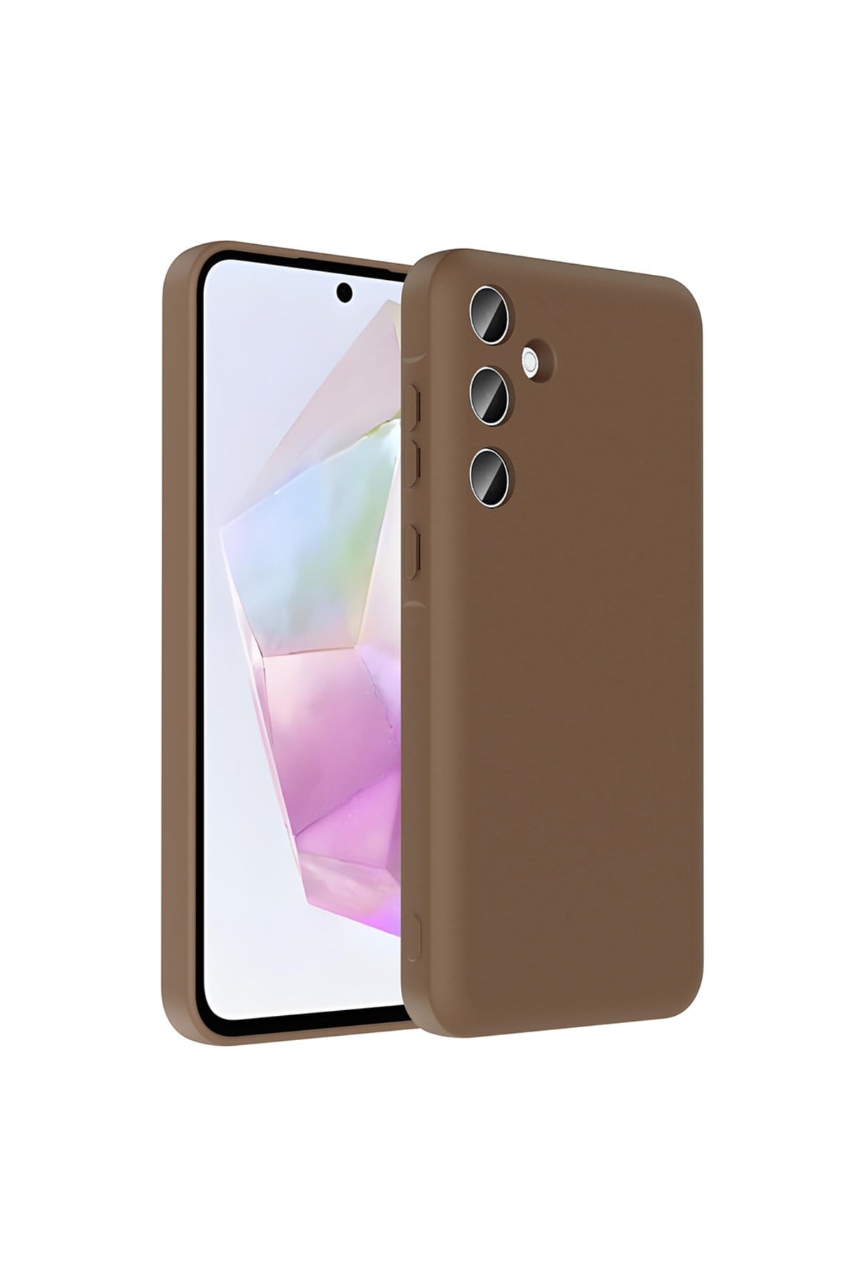 Galaxy A36 Kılıf Kamera Korumalı Kartlık Hazneli NVTH Vitra Kapak - Kahverengi