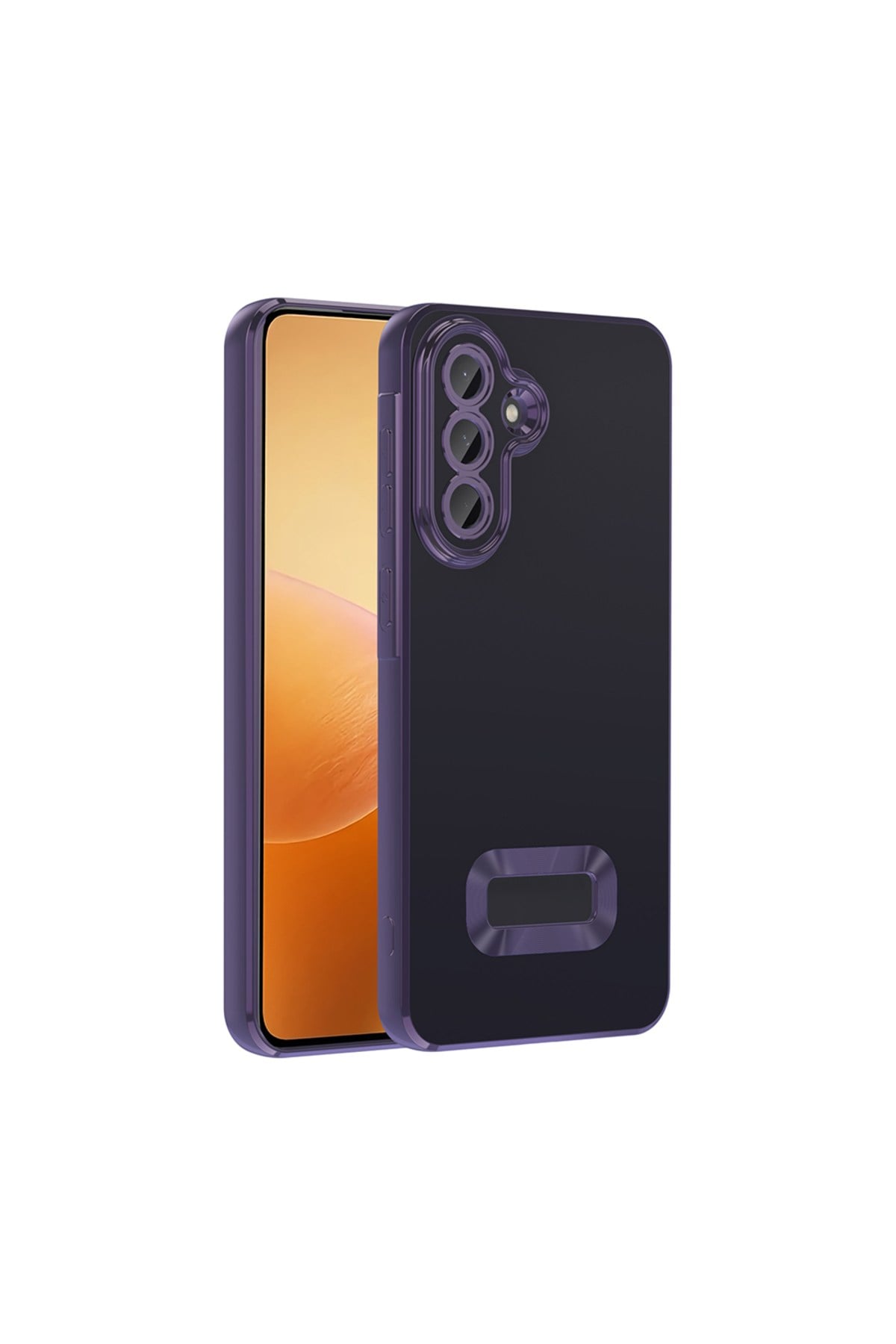 Galaxy A36 Kılıf Kamera Korumalı Logo Gösteren NVTH Omega Kapak - Derin Mor