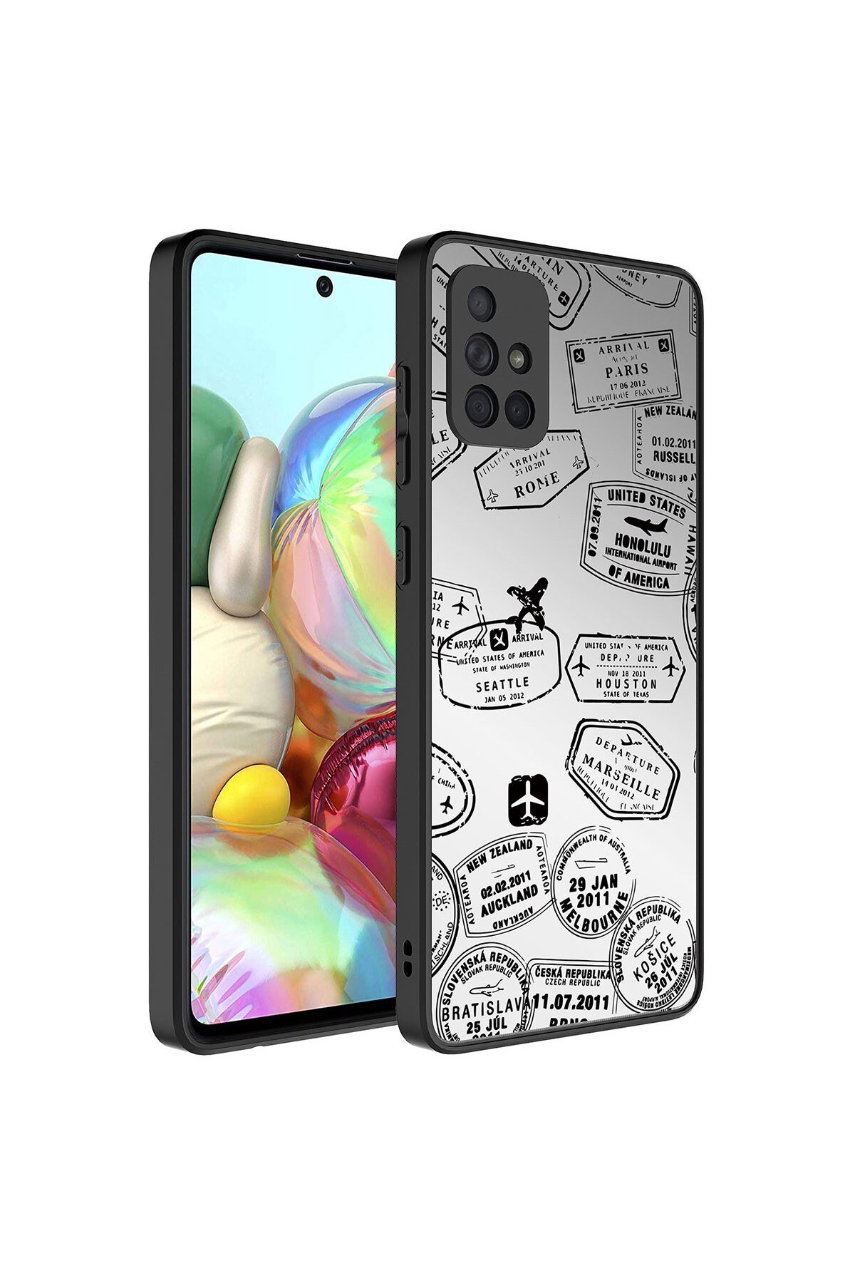 Galaxy A51 Kılıf Aynalı Desenli Kamera Korumalı Parlak NVTH Mirror Kapak - Seyahat