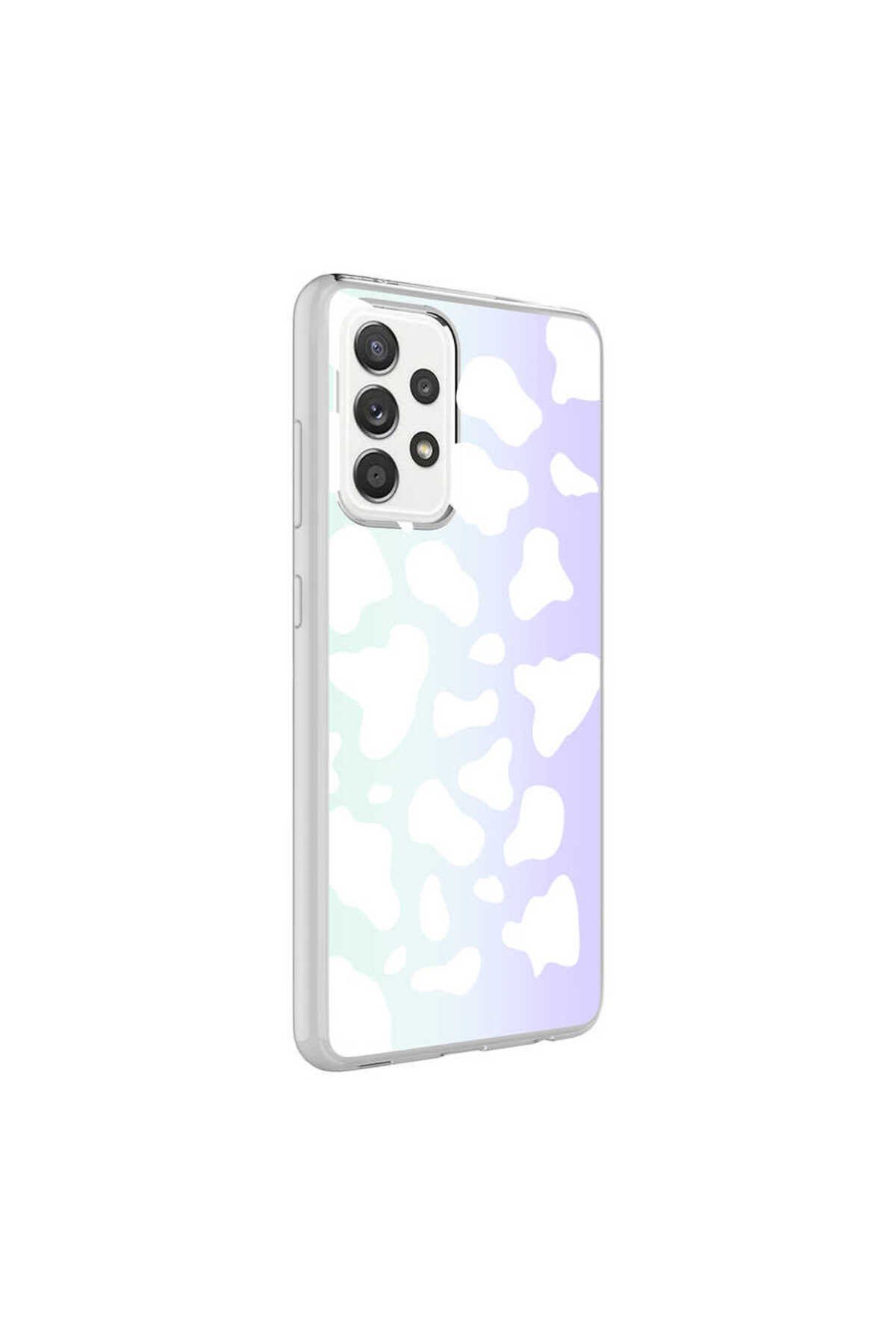 Galaxy A52 Kılıf NVTH M-Blue Desenli Kapak - Cow No2