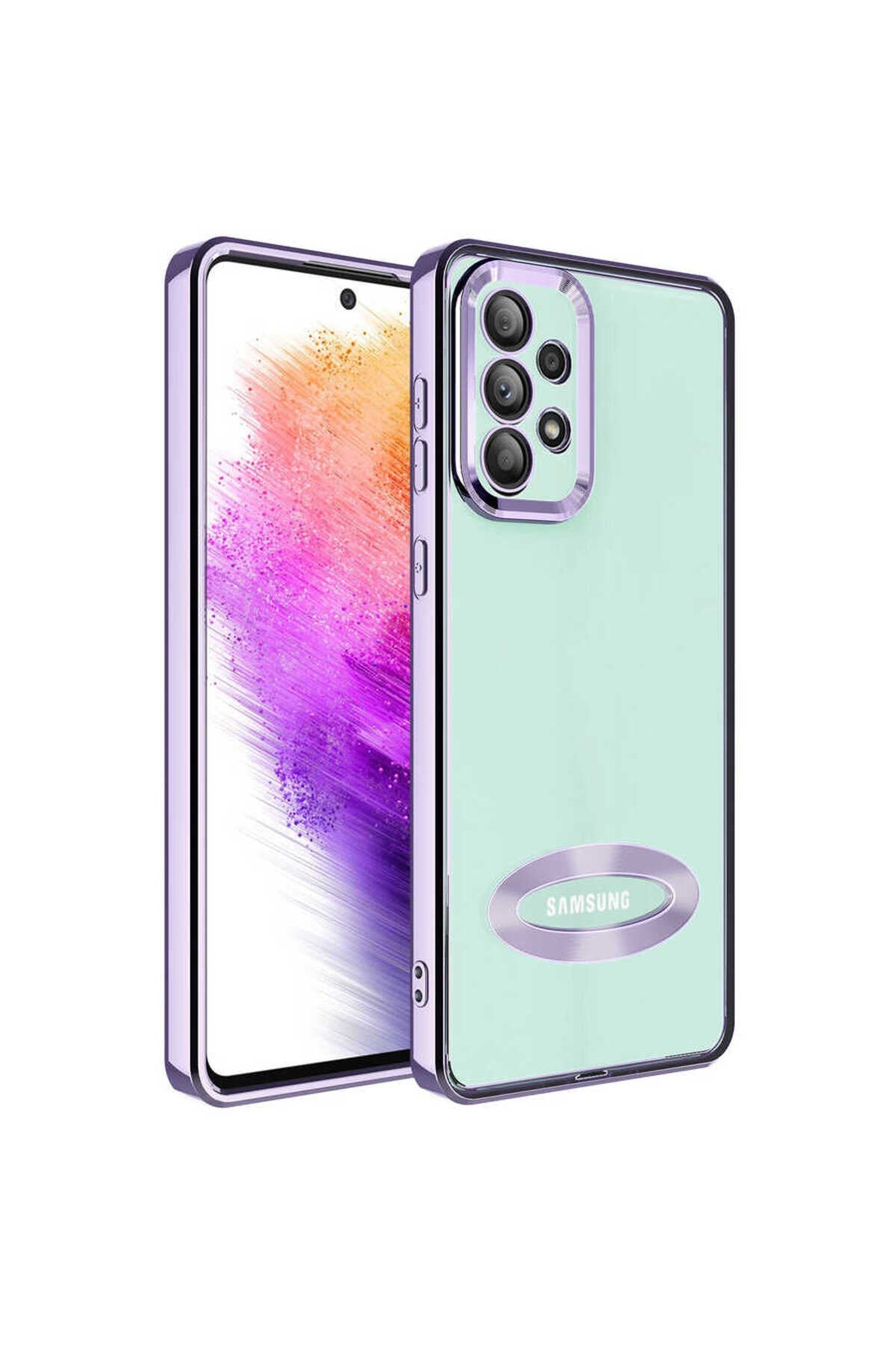 Galaxy A53 5G Kılıf Kamera Korumalı Logo Gösteren NVTH Omega Kapak - Lila