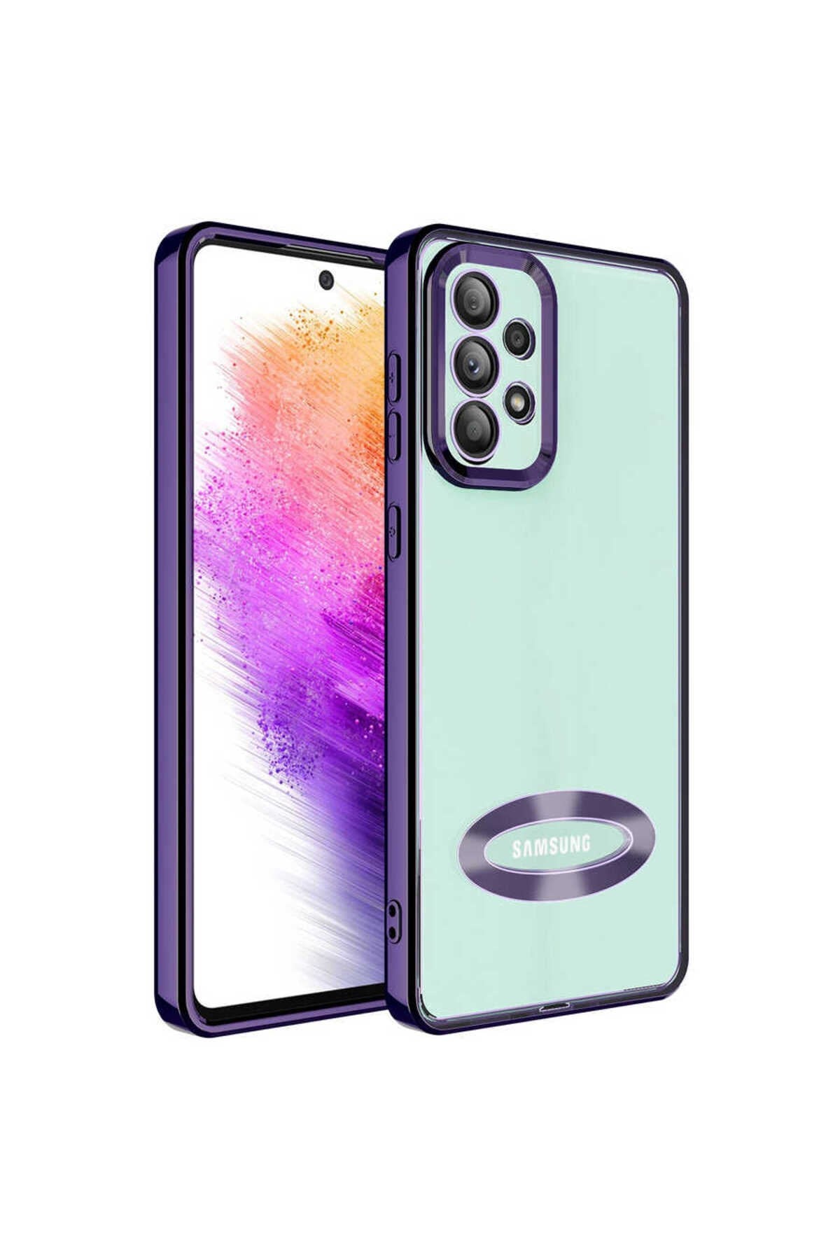 Galaxy A53 5G Kılıf Kamera Korumalı Logo Gösteren NVTH Omega Kapak - Derin Mor