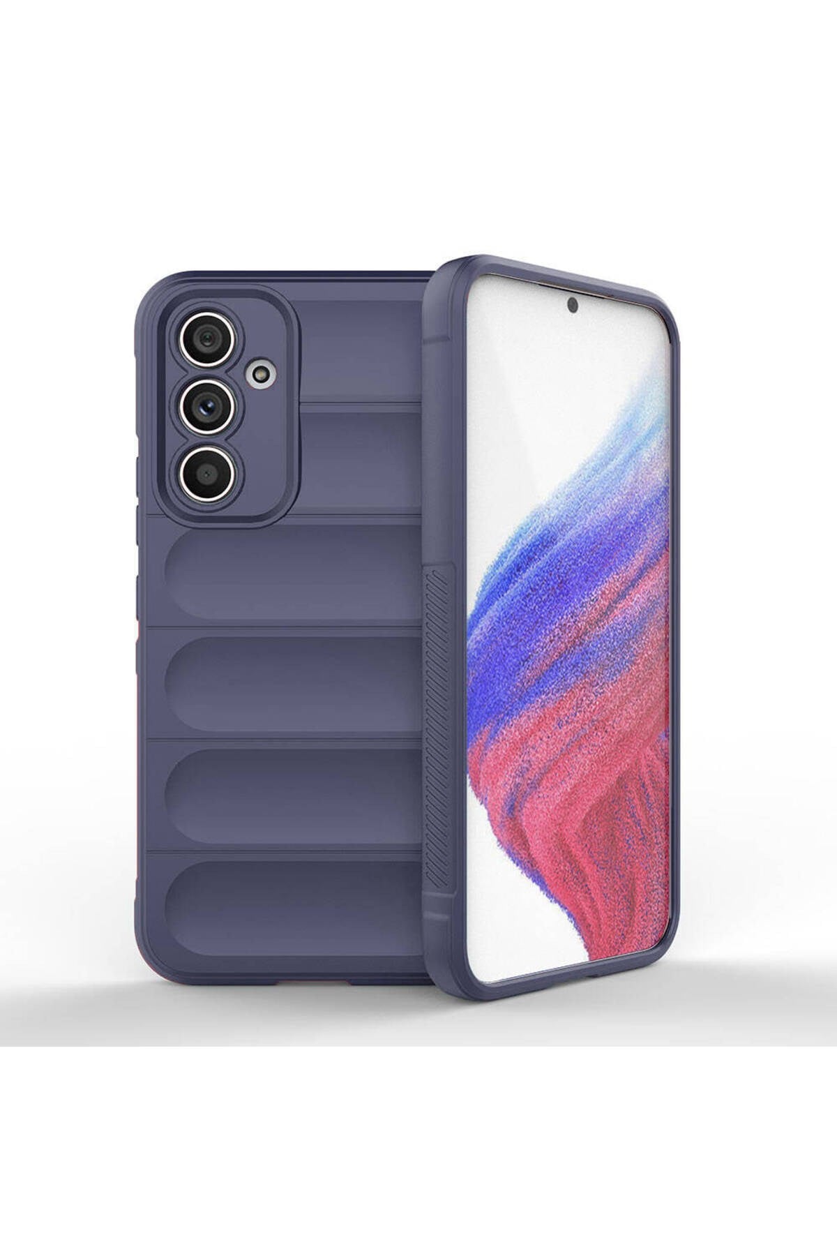 Galaxy A54 Kılıf Esnek TPU Oyuklu Arka Yüzey Tasarımlı NVTH Etnik Silikon Kapak - Lacivert