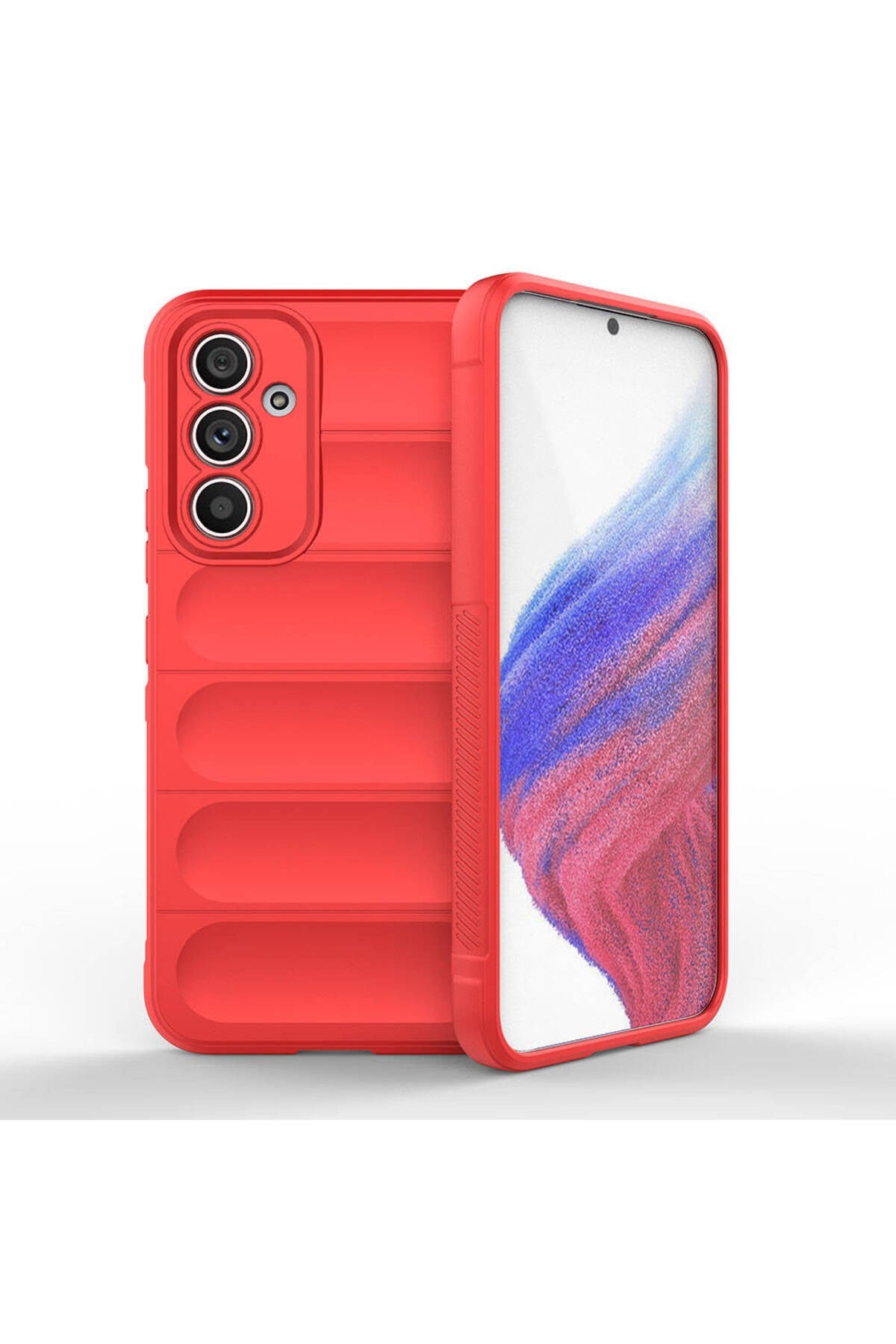 Galaxy A54 Kılıf Esnek TPU Oyuklu Arka Yüzey Tasarımlı NVTH Etnik Silikon Kapak - Kırmızı