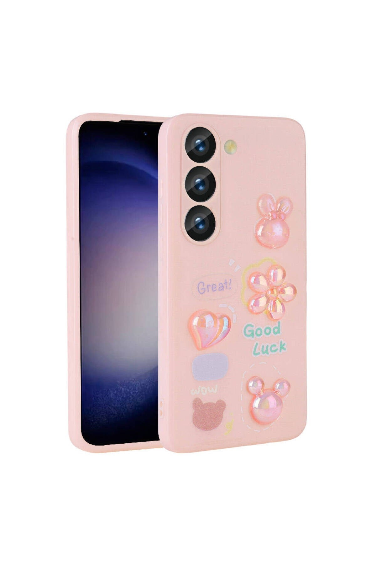 Galaxy A54 Kılıf Kabartma Figürlü Parlak NVTH Toys Silikon Kapak - Pembe