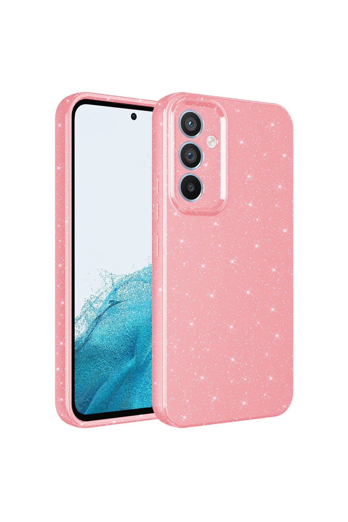 Galaxy A54 Kılıf Kamera Korumalı Simli Lüks NVTH Koton Kapak - Pembe