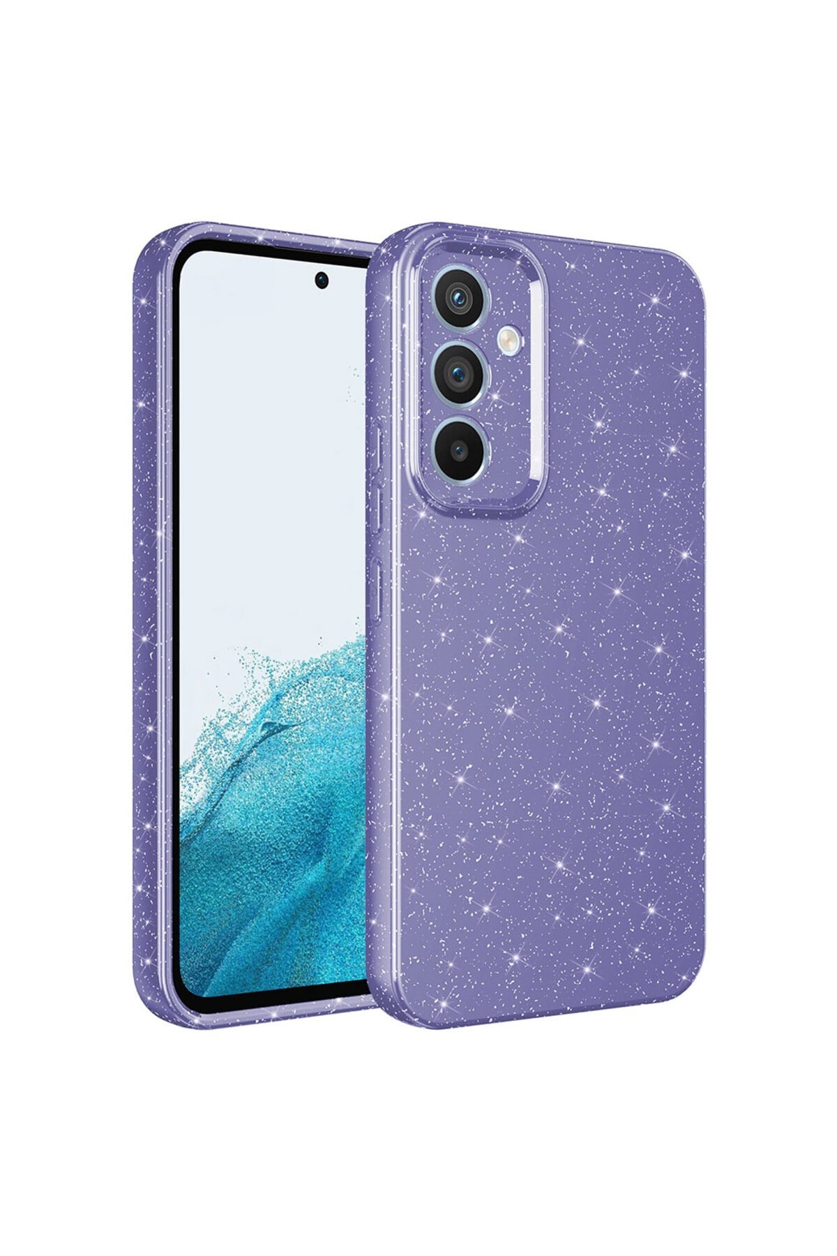 Galaxy A54 Kılıf Kamera Korumalı Simli Lüks NVTH Koton Kapak - Mor